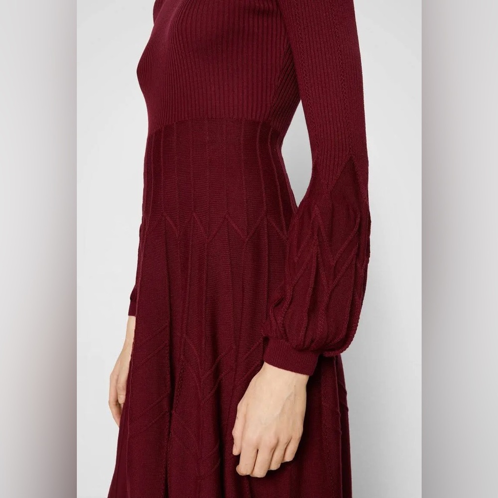 Diane Von Furstenberg Dillan Knit Midi Dress Size Medium in Cabernet NWT - Picture 3 of 14